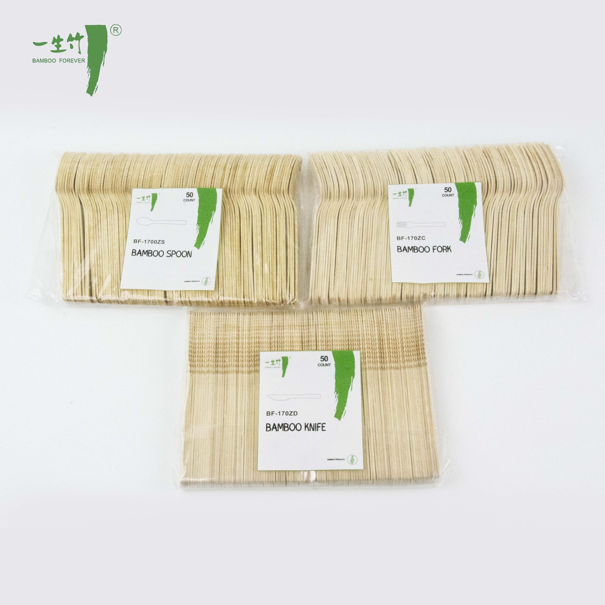 بيع مباشر من المصنع لأدوات المائدة البامبو المستهلكة مغلفة بالبلاستيك